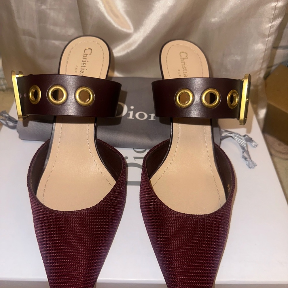 Dior D-Dior Burgundy Heeled Mules